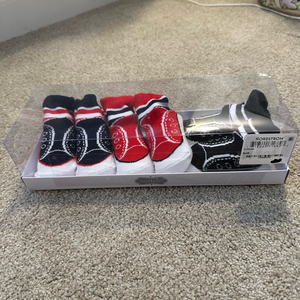 Nordstrom Baby Sneaker Socks Set - Red, Black, White NWT